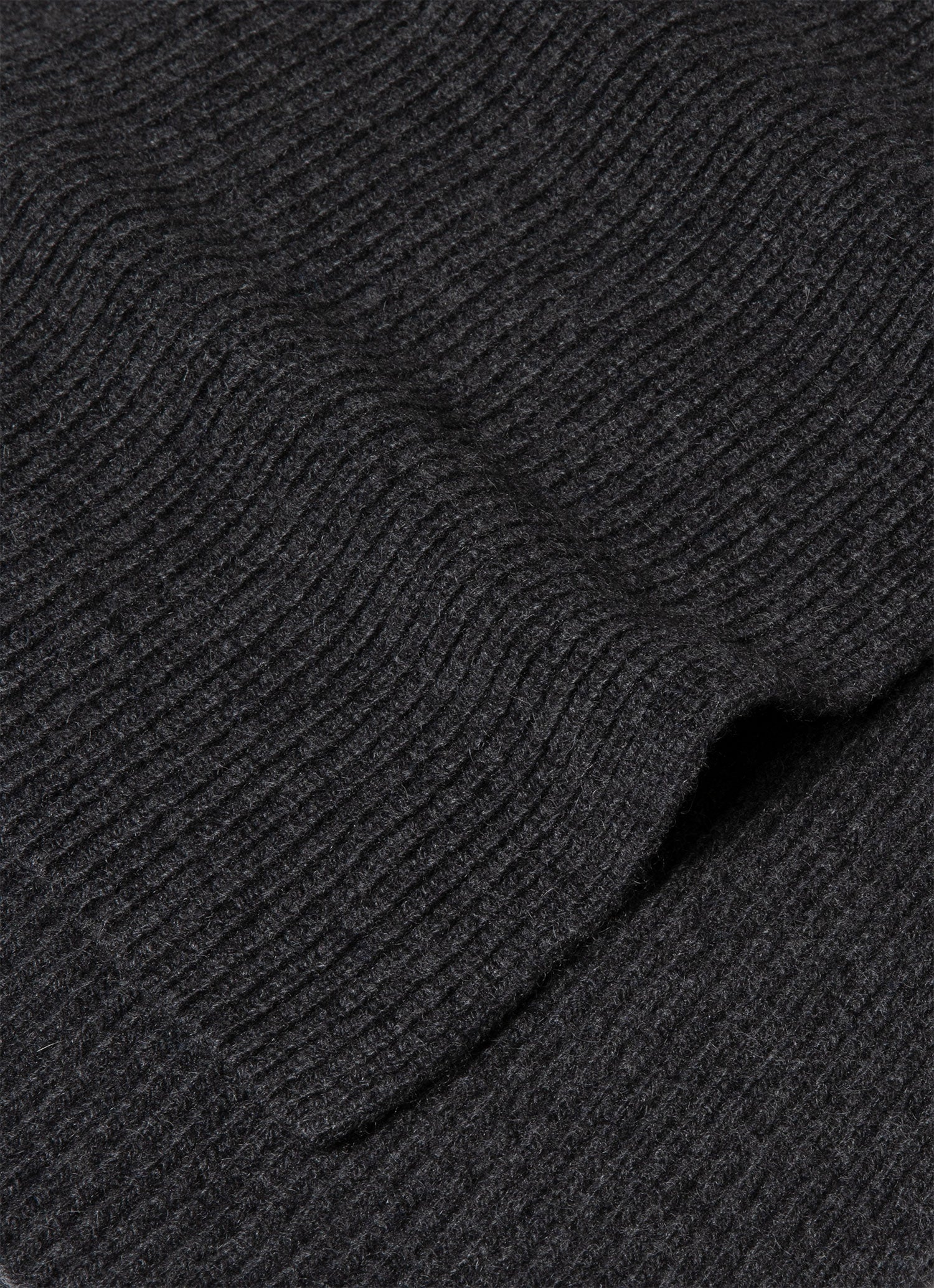 Cashmere Ribbed Scarf in Charcoal Melange - Image 2