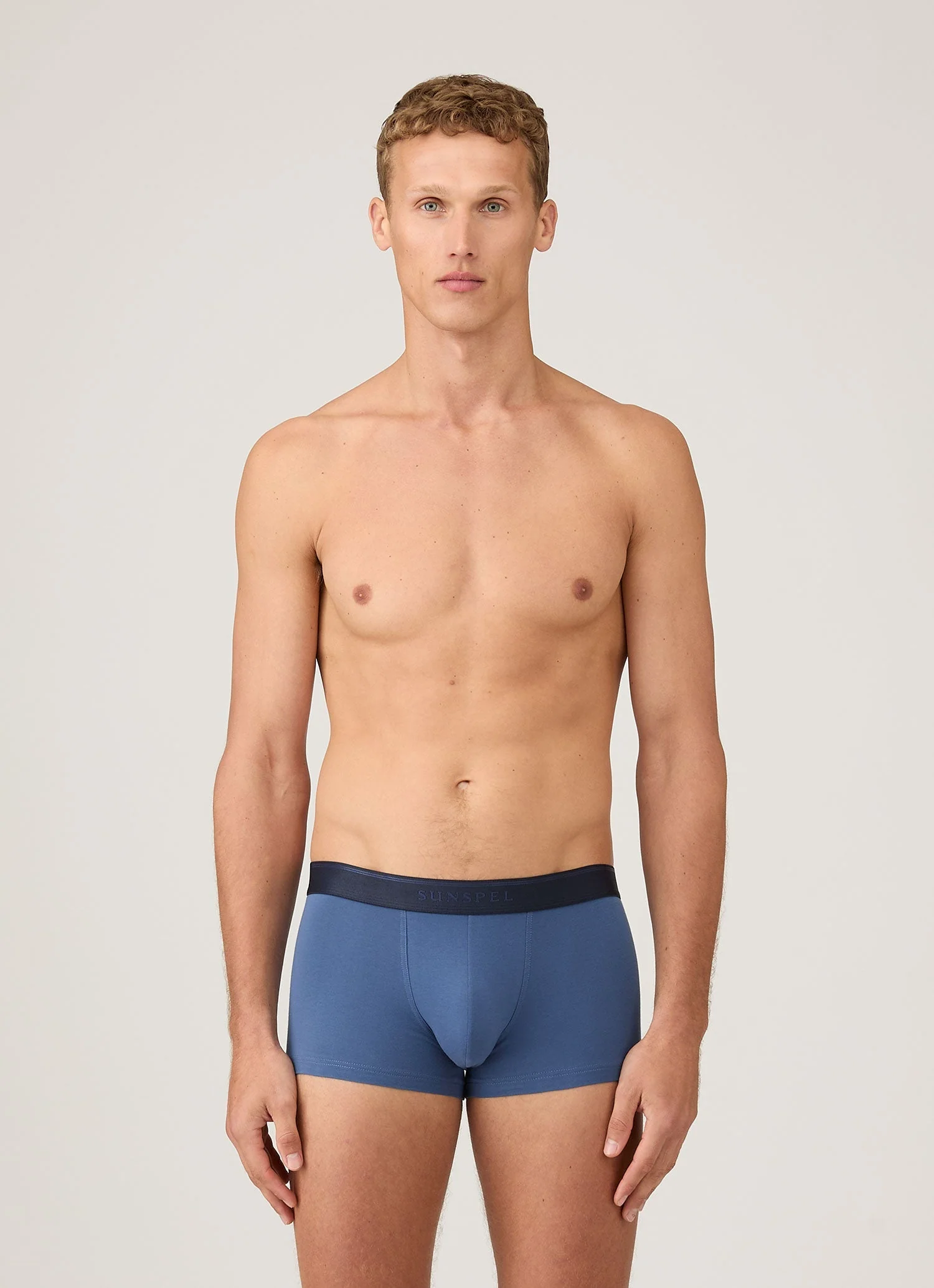 Men's Stretch Cotton Trunks in Atlantic Blue - Image 2