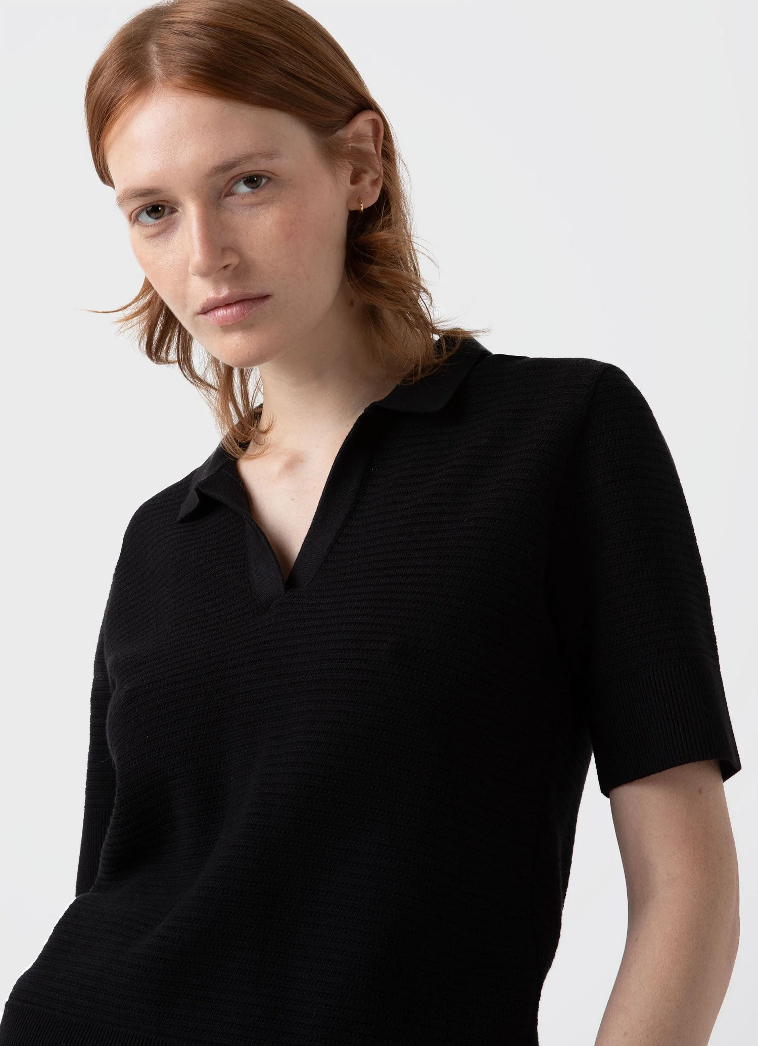 Women's Archive Knit Polo in Black - Image 2