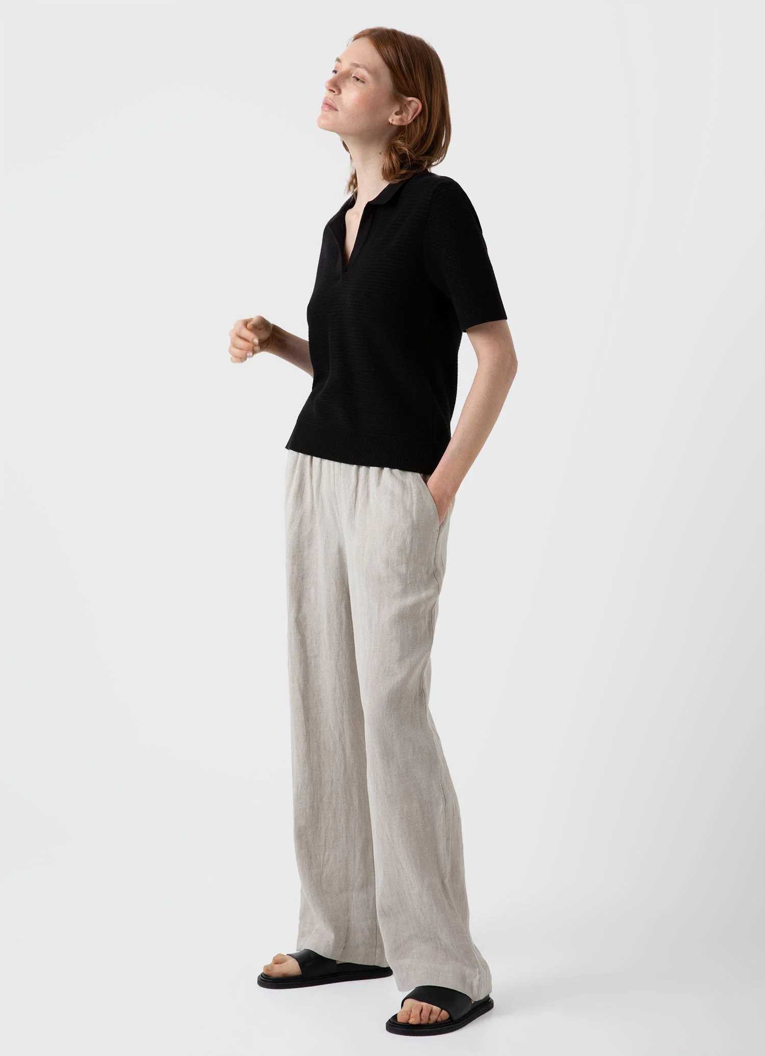 Women's Archive Knit Polo in Black - Image 3