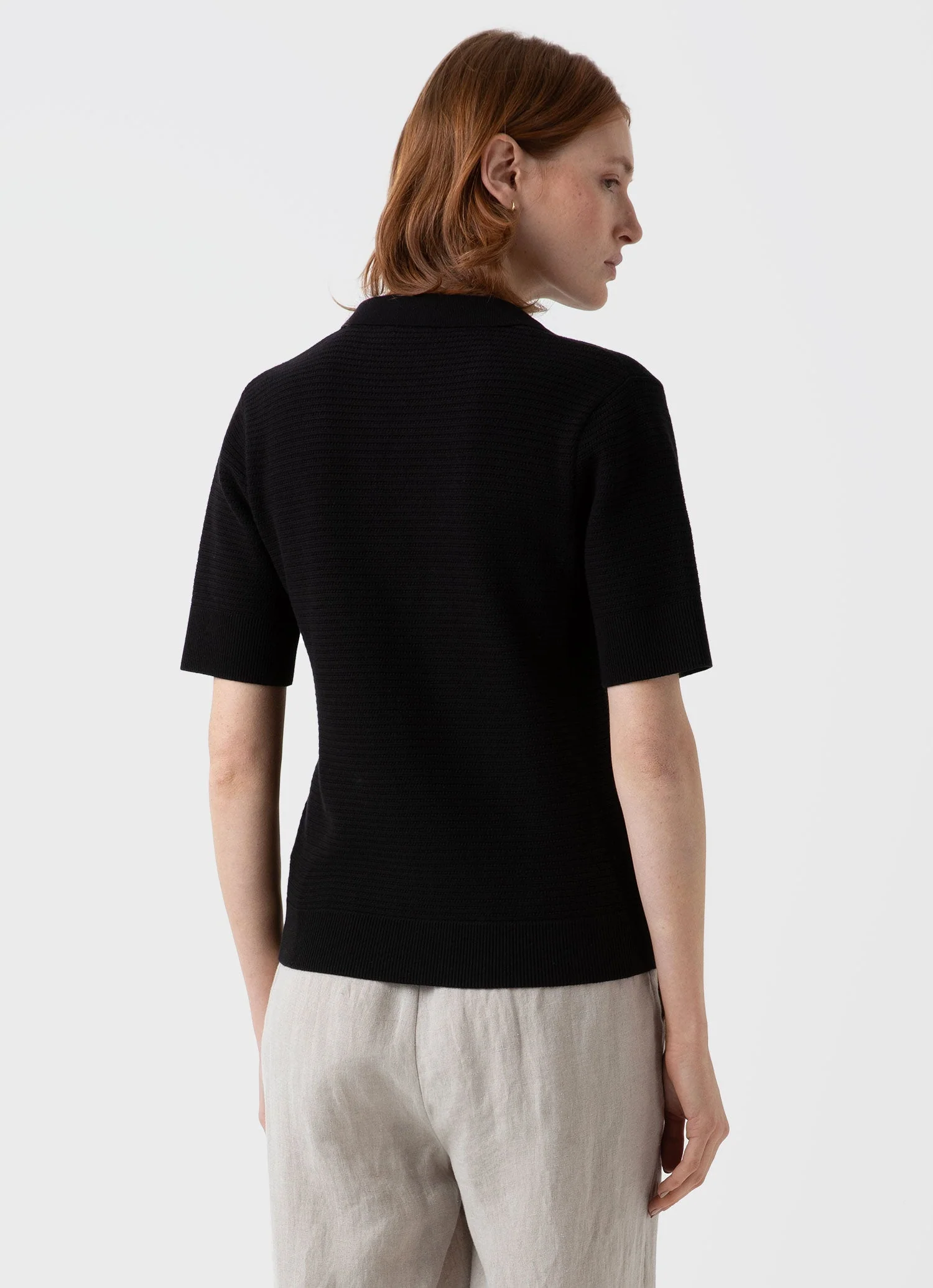 Women's Archive Knit Polo in Black - Image 4