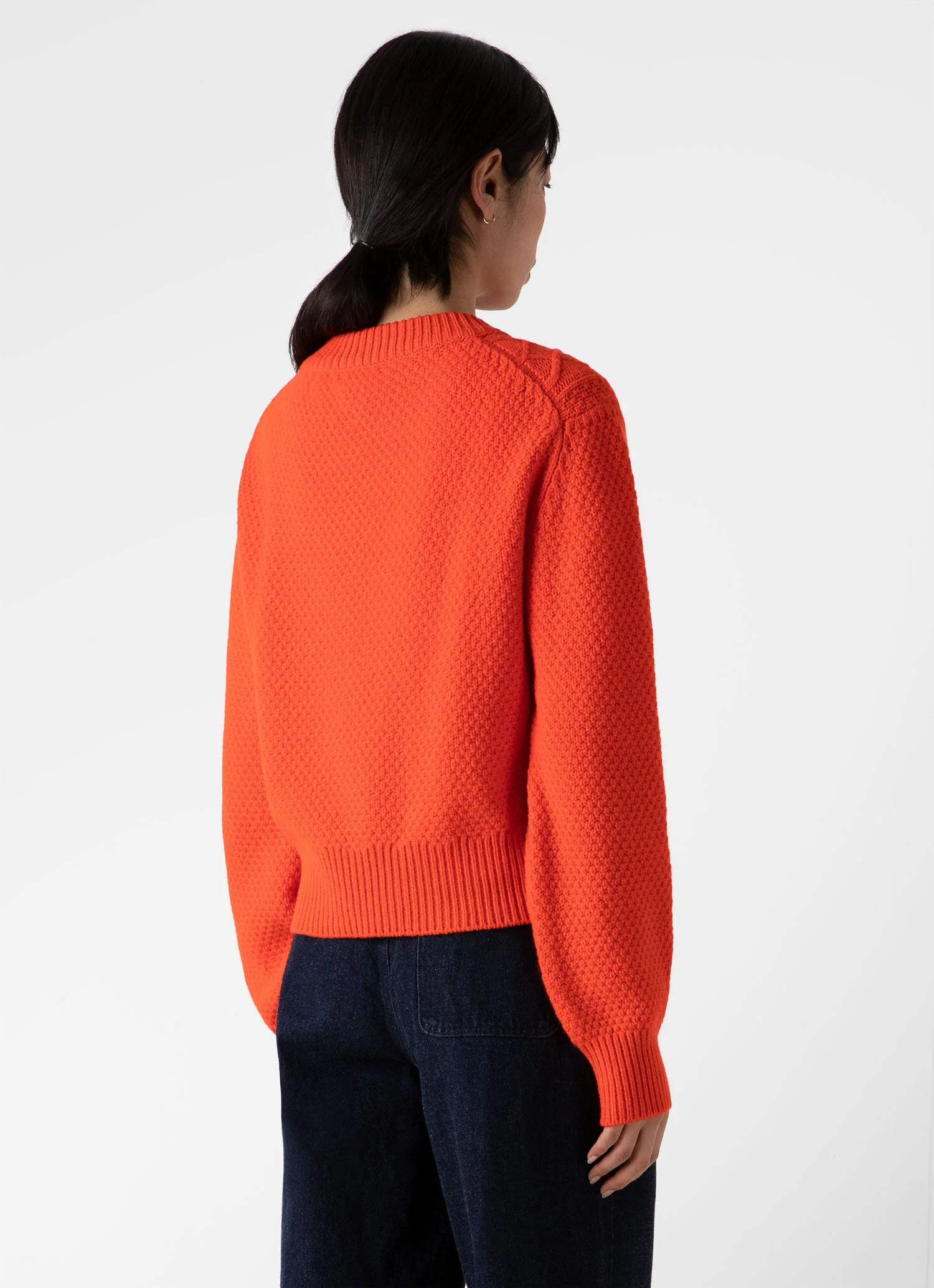 Women's Lambswool Cable Knit Jumper in Magma - Image 4