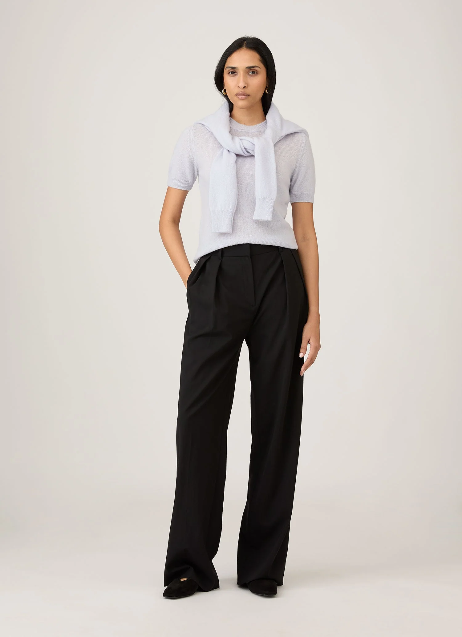 Women's Cashmere T-Shirt in Ice Blue - Image 2