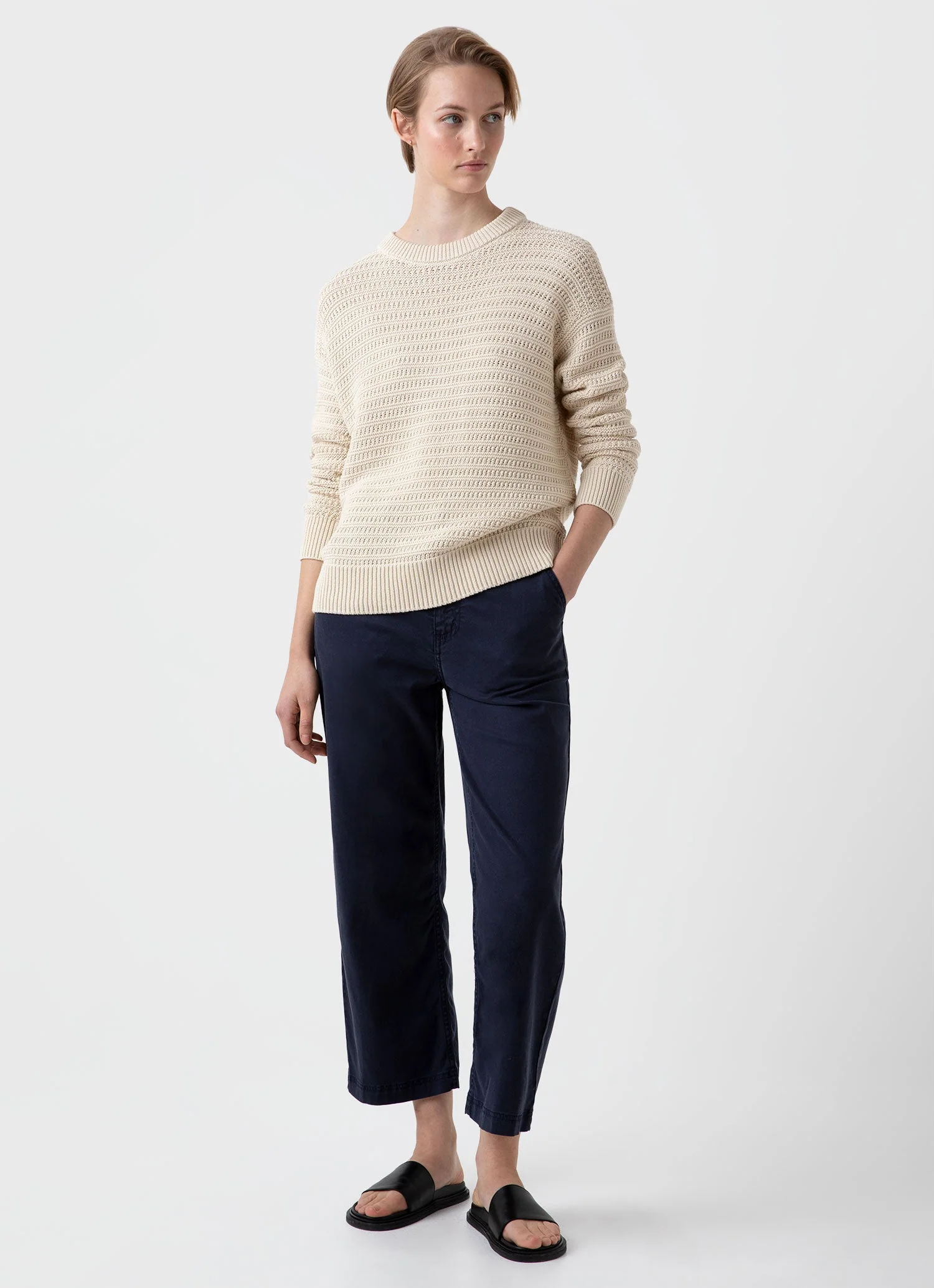 Women's Chunky Textured Jumper in Ecru - Image 3