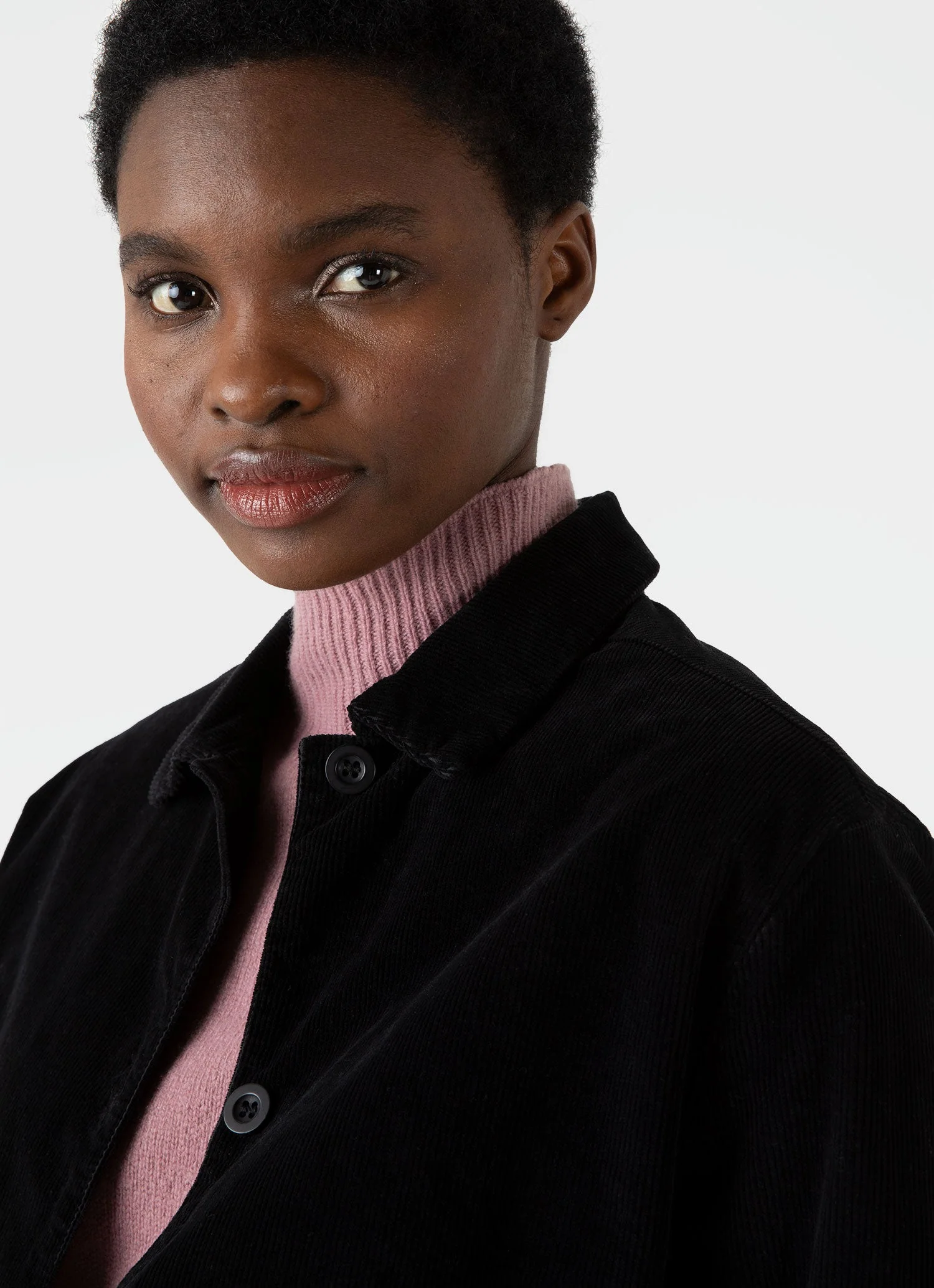 Women's Corduroy Boxy Jacket in Black - Image 3