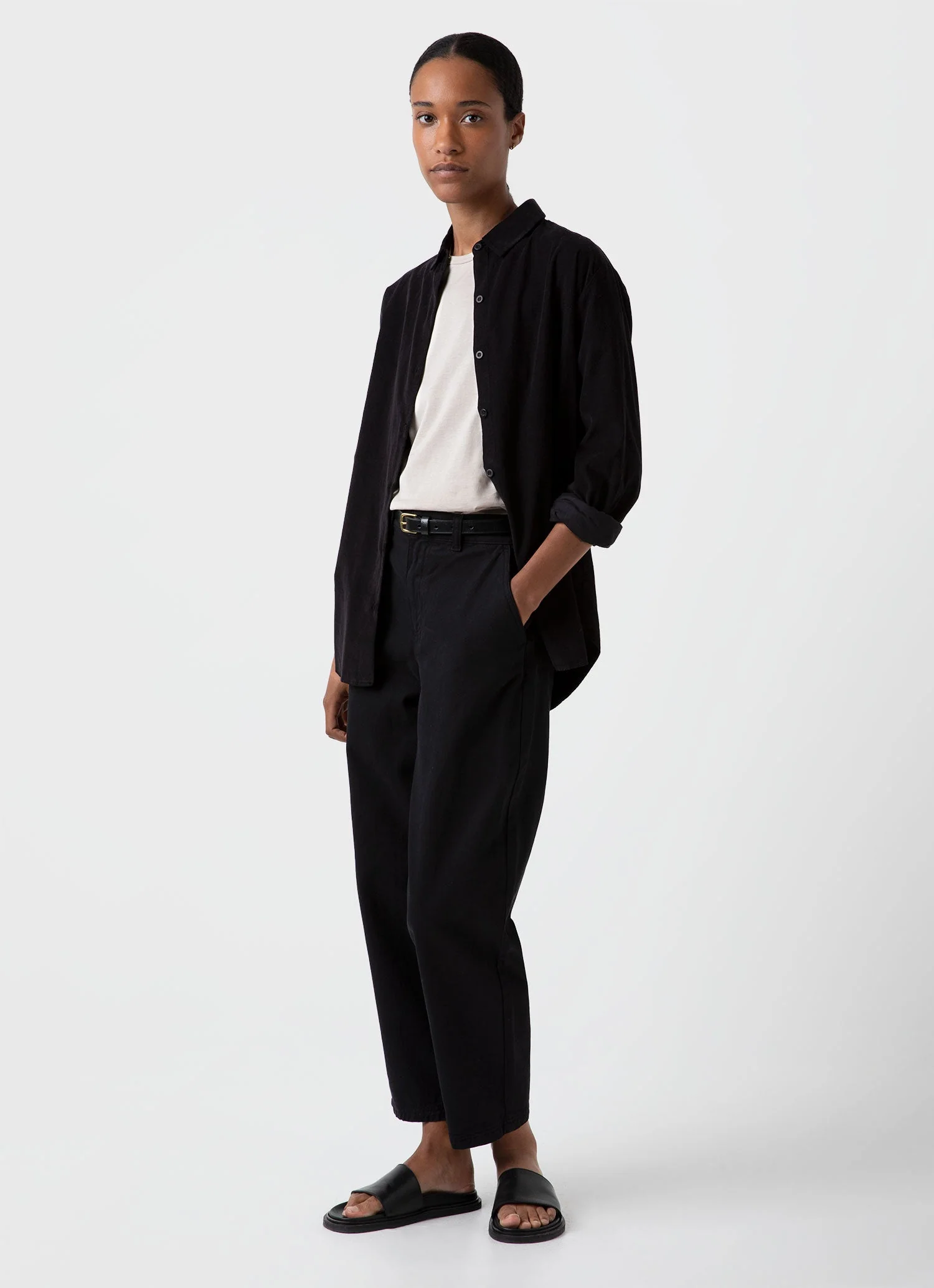 Women's Corduroy Shirt in Black - Image 3