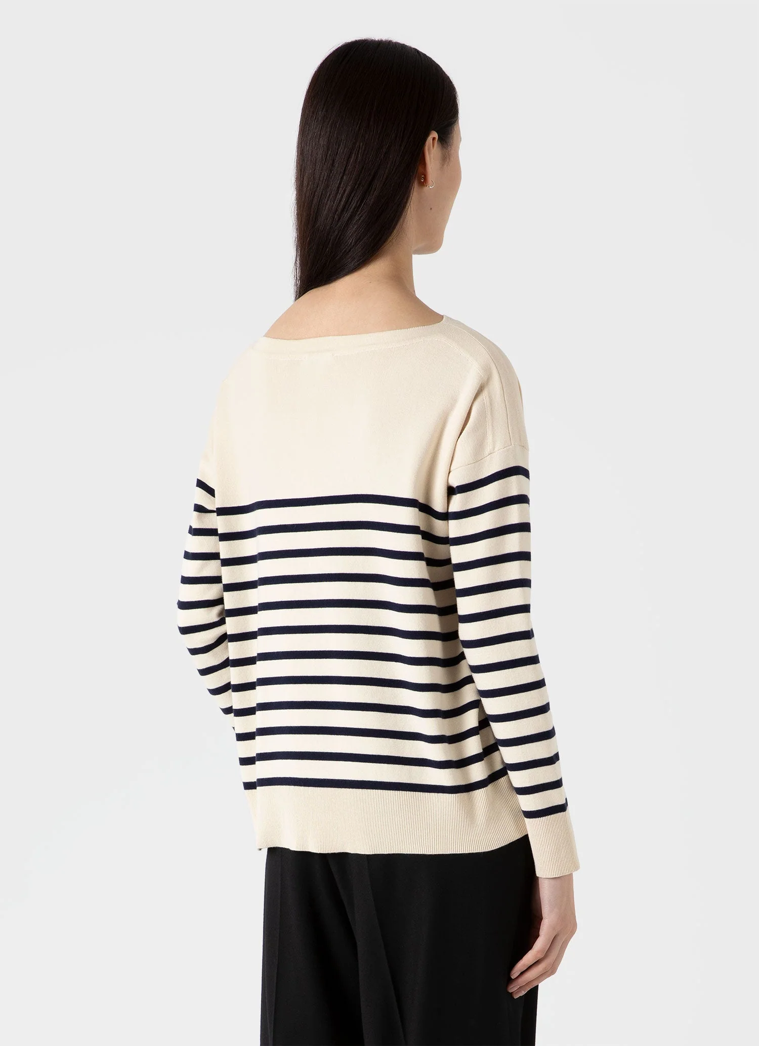 Women's Breton Stripe Jumper in Ecru/Navy - Image 3