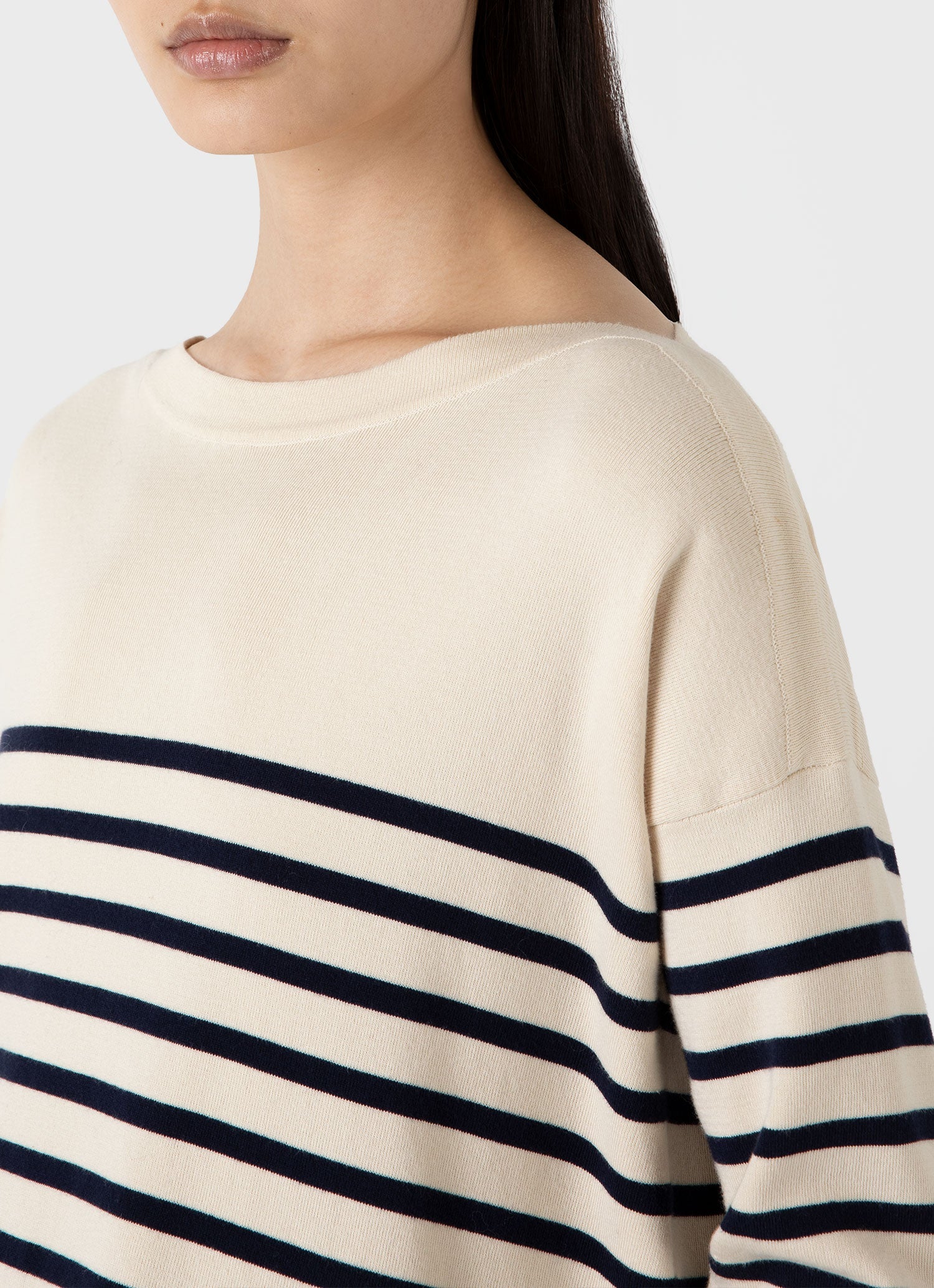 Women's Breton Stripe Jumper in Ecru/Navy - Image 4