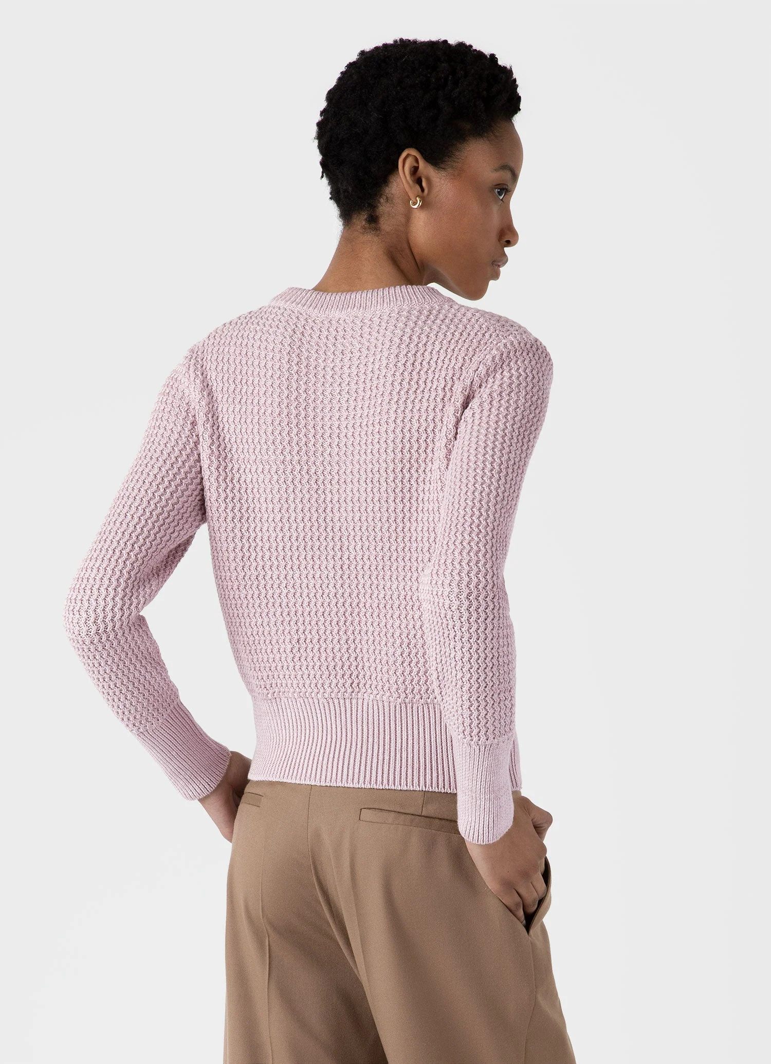 Women's Cotton Stitch Jumper in Pink - Image 3