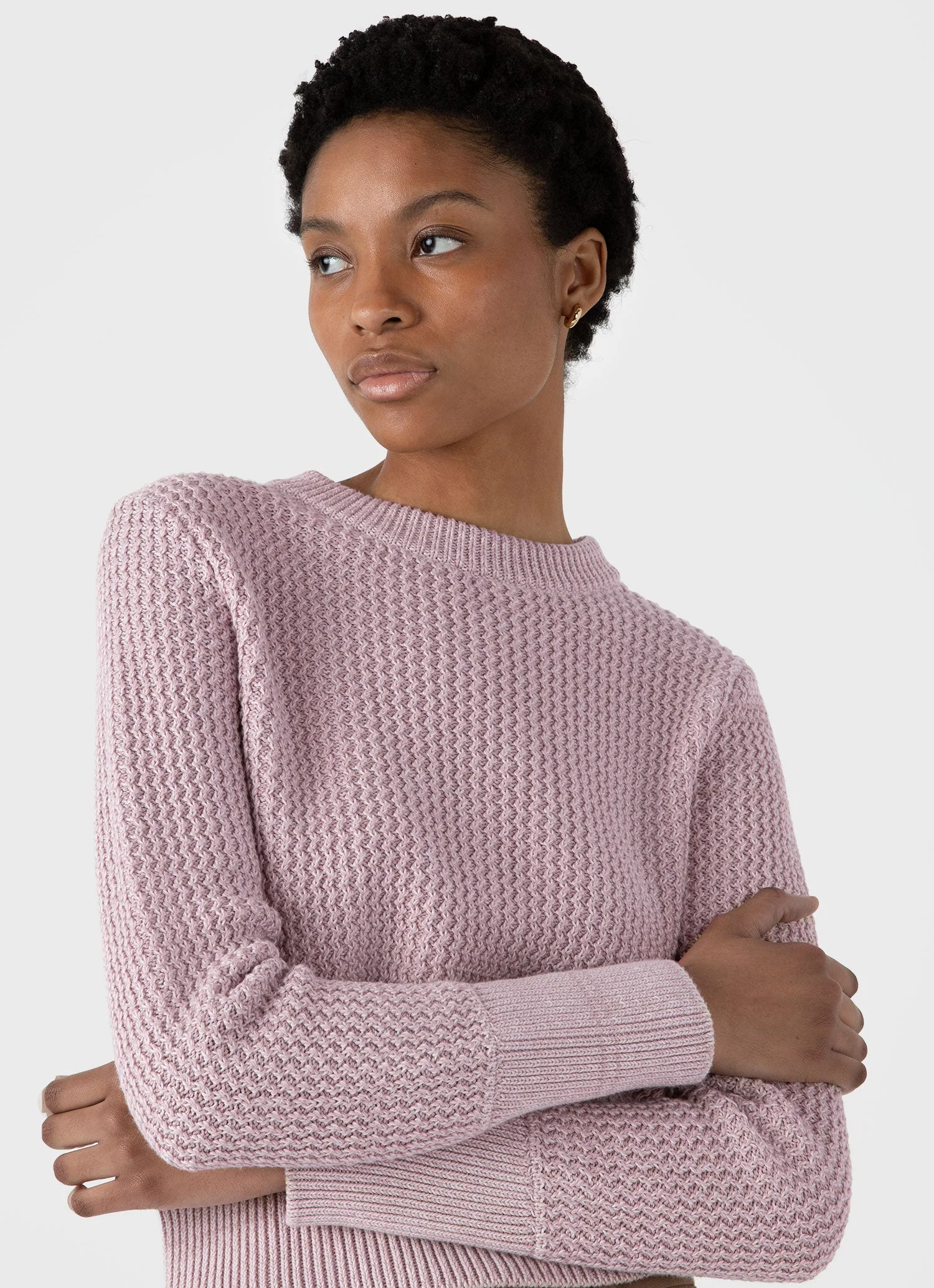 Women's Cotton Stitch Jumper in Pink - Image 4