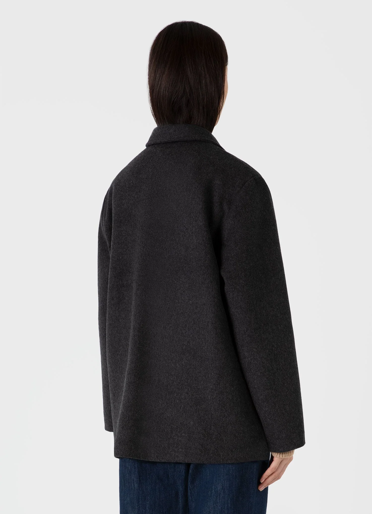 Women's Double Faced Twin Pocket Jacket in Charcoal Melange - Image 3