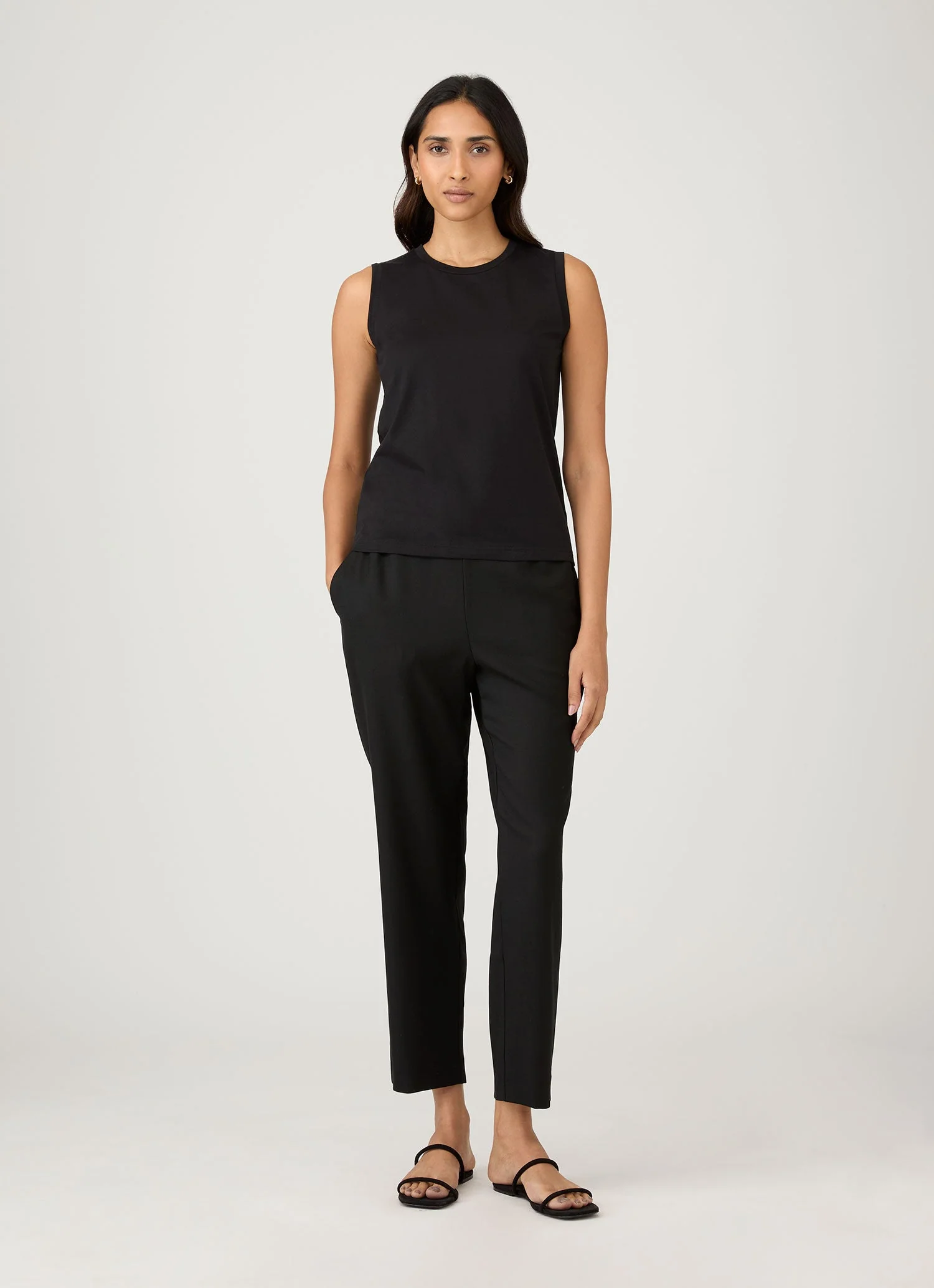 Women's Drawstring Tapered Trouser in Black - Image 2