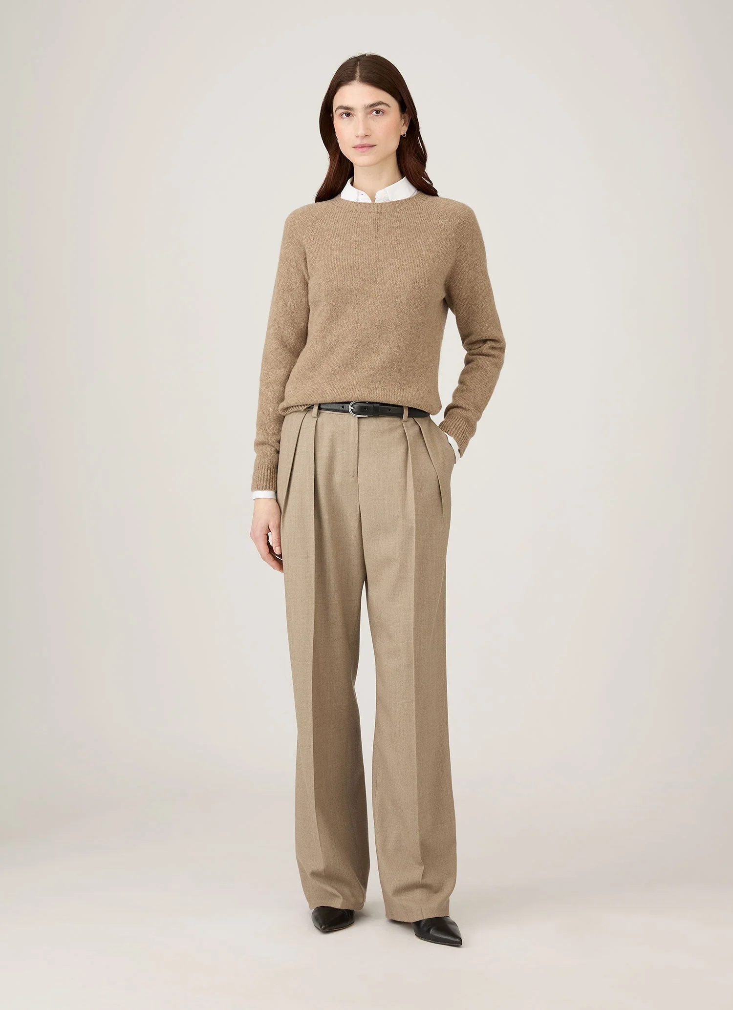 Women's Lambswool Crew Neck Jumper in Mink - Image 2
