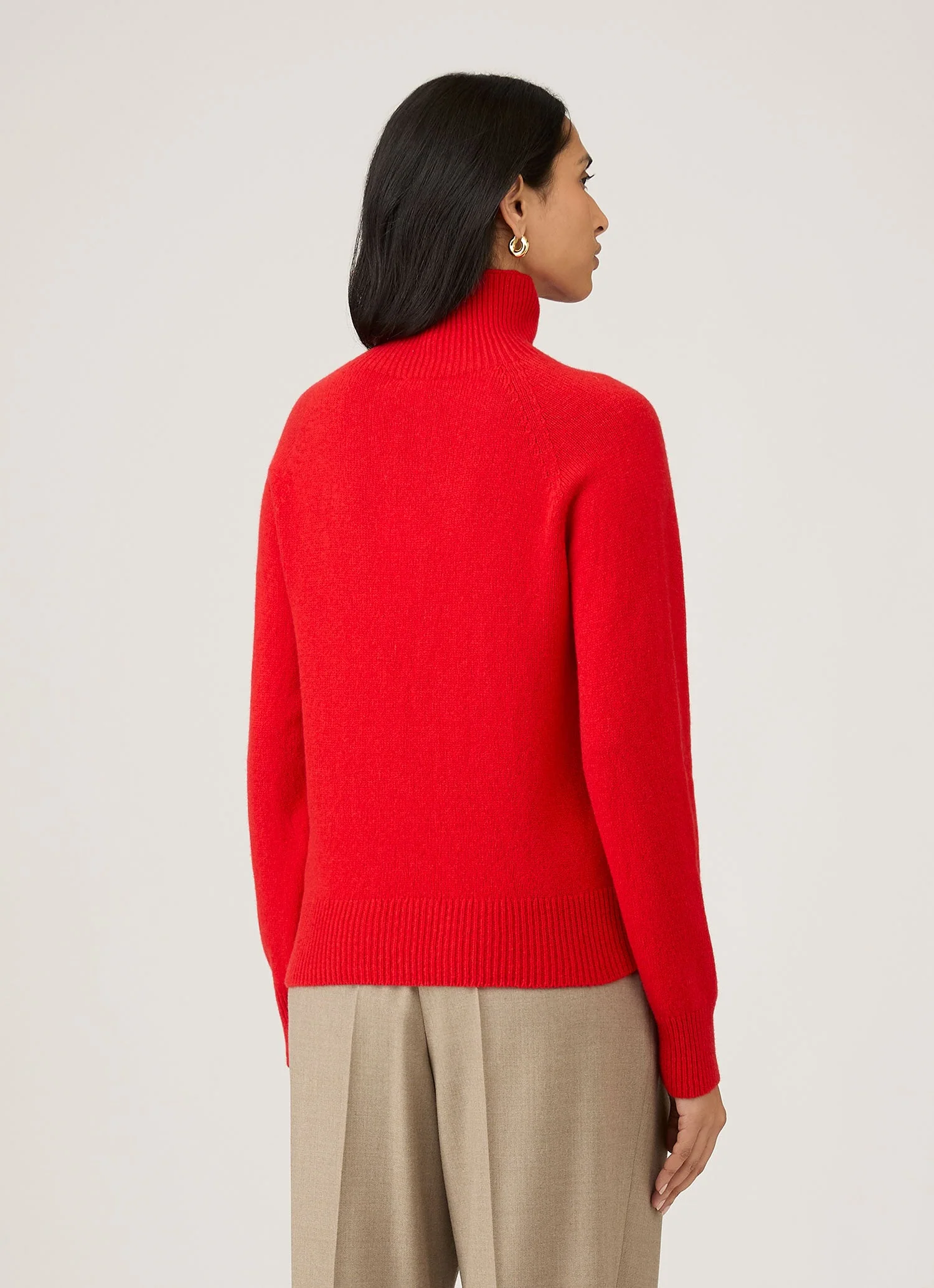 Women's Lambswool Funnel Neck Jumper in Bright Red - Image 3