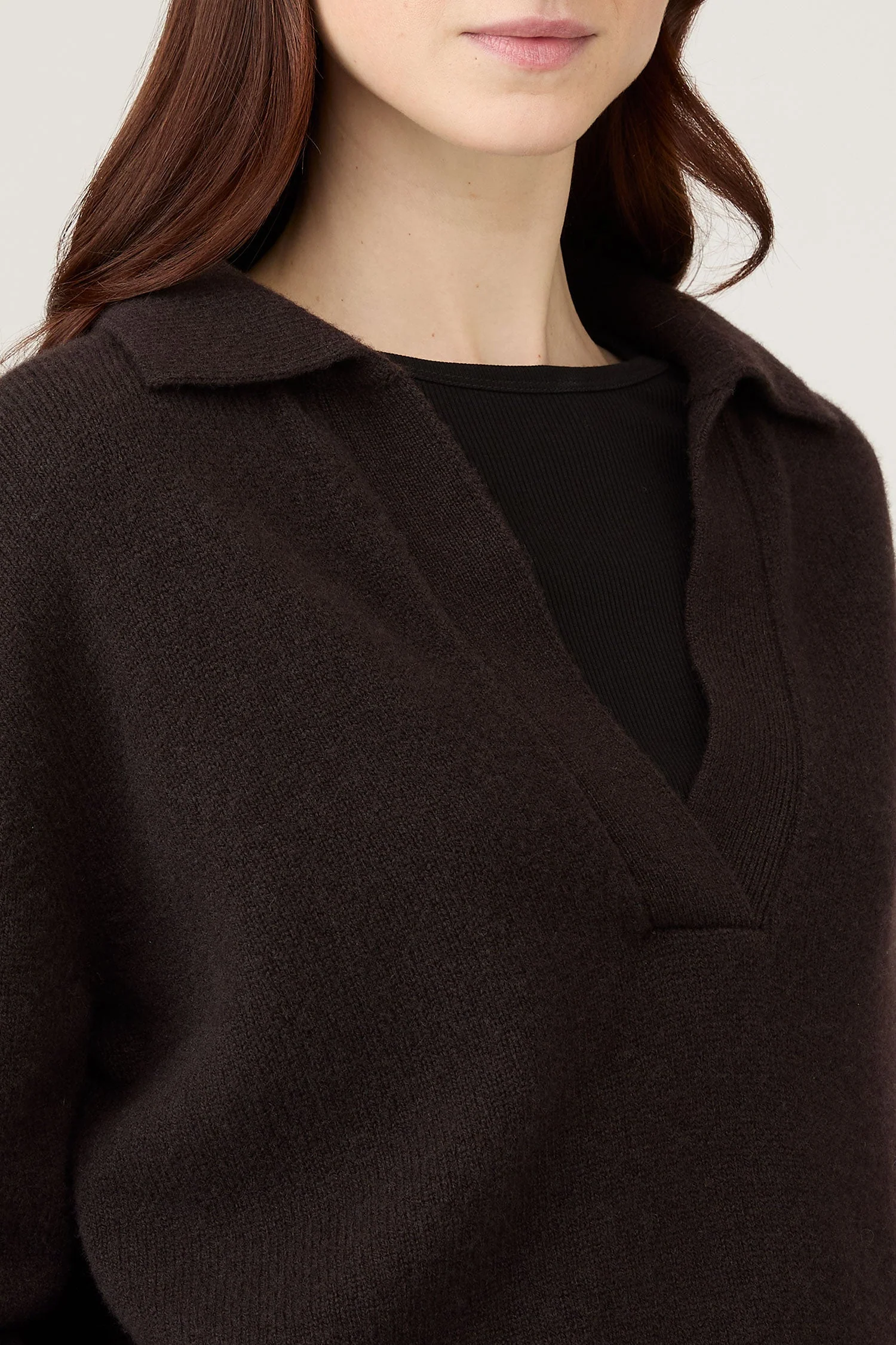 Women's Lambswool Polo Neck Jumper in Truffle - Image 4