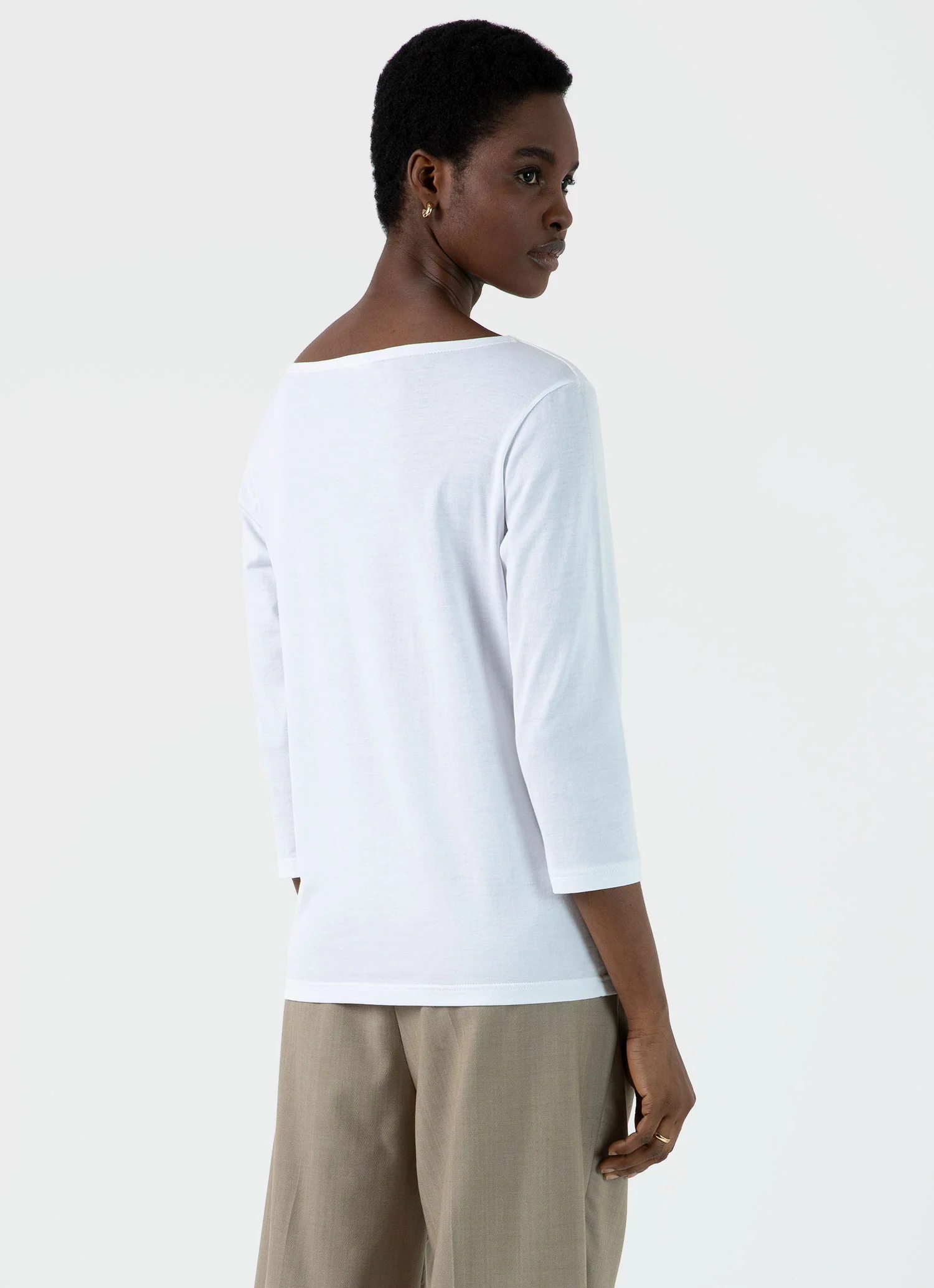 Women's Boat Neck T-shirt in White - Image 4