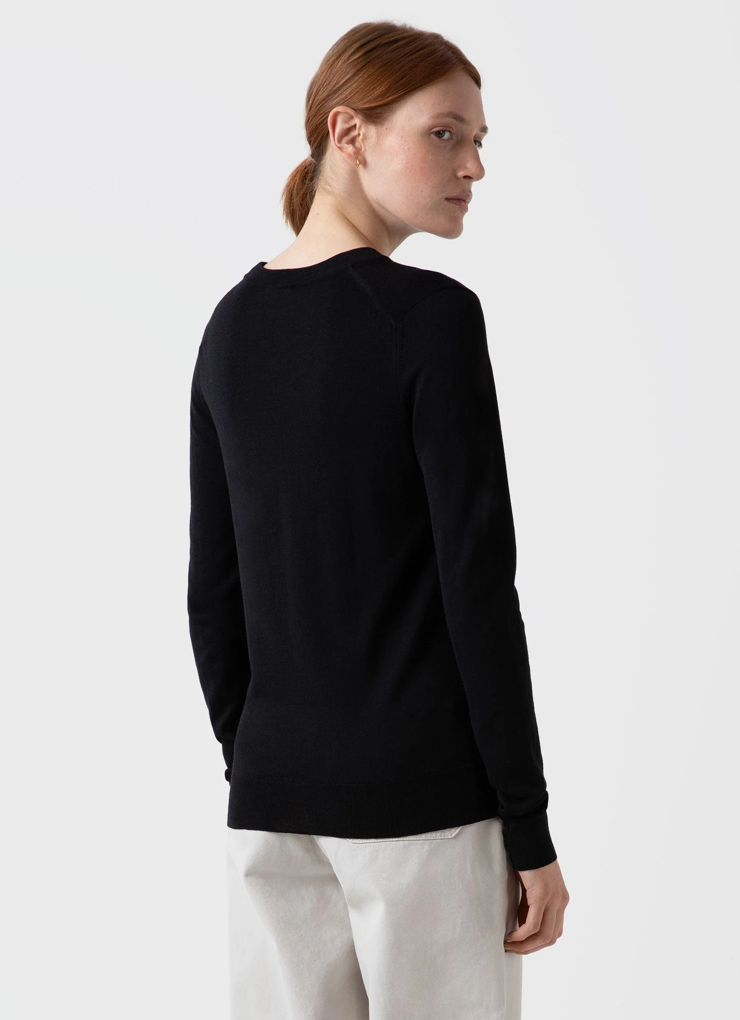 Women's Merino Silk Crew Neck jumper in Black - Image 4