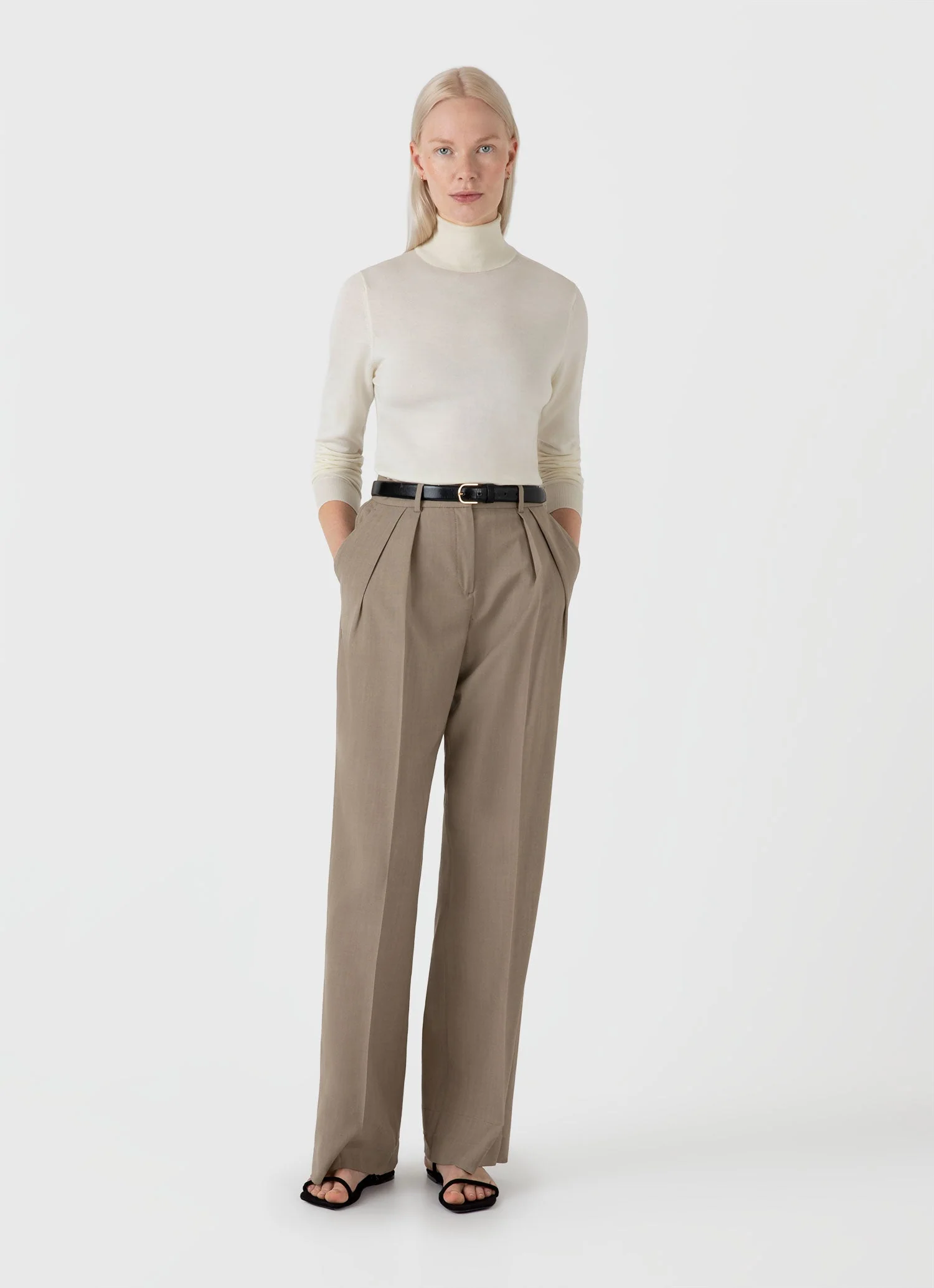 Women's Merino Silk Roll Neck Jumper in Ecru - Image 2