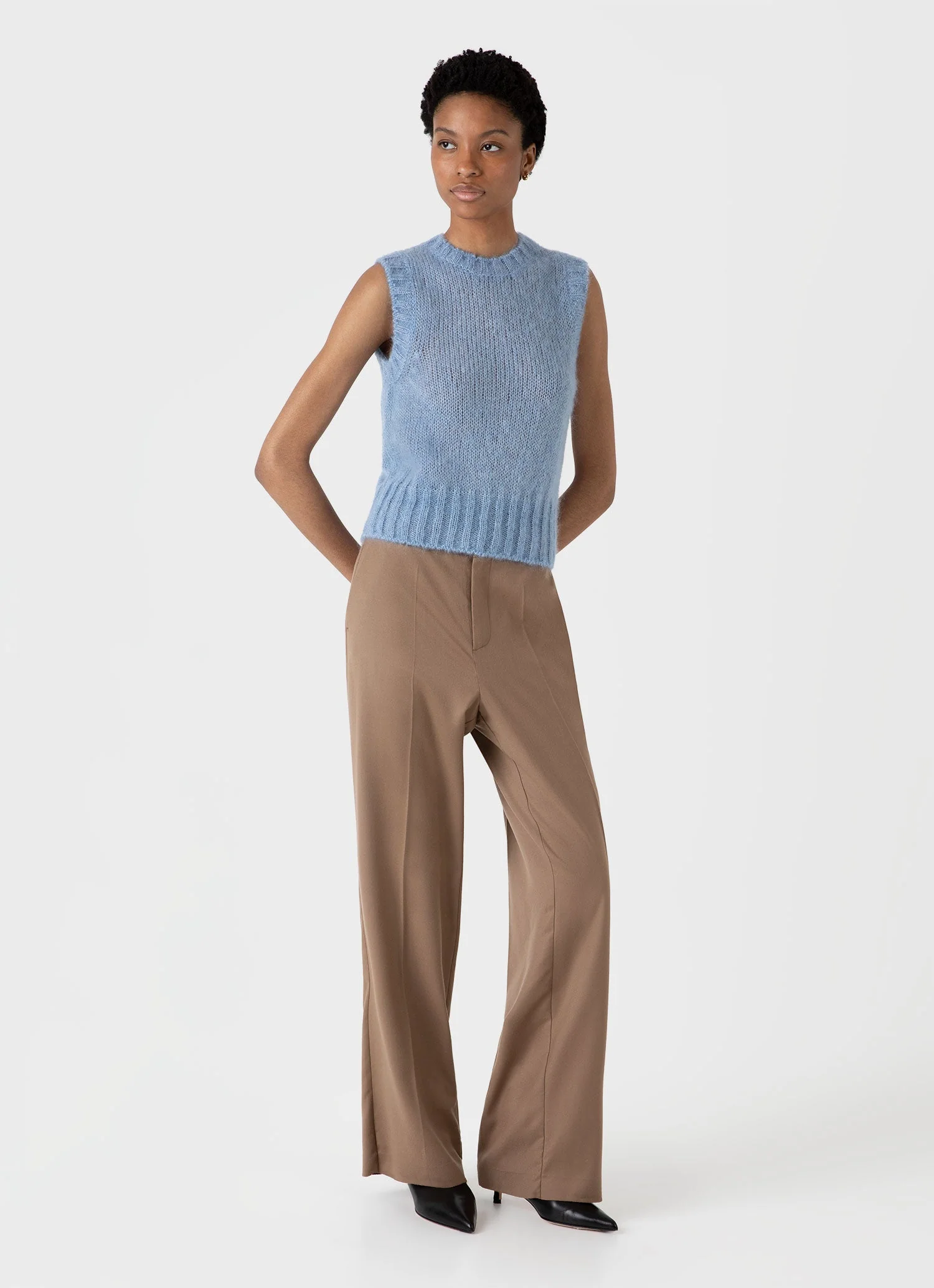 Women's Mohair Silk Vest in Cornflower - Image 2