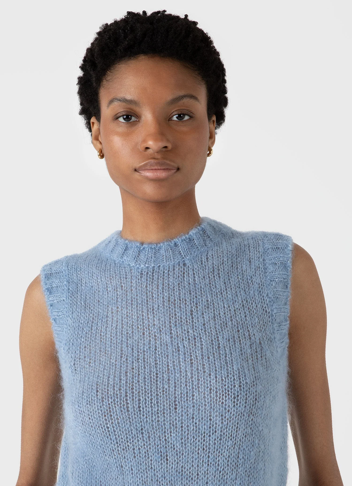 Women's Mohair Silk Vest in Cornflower - Image 4