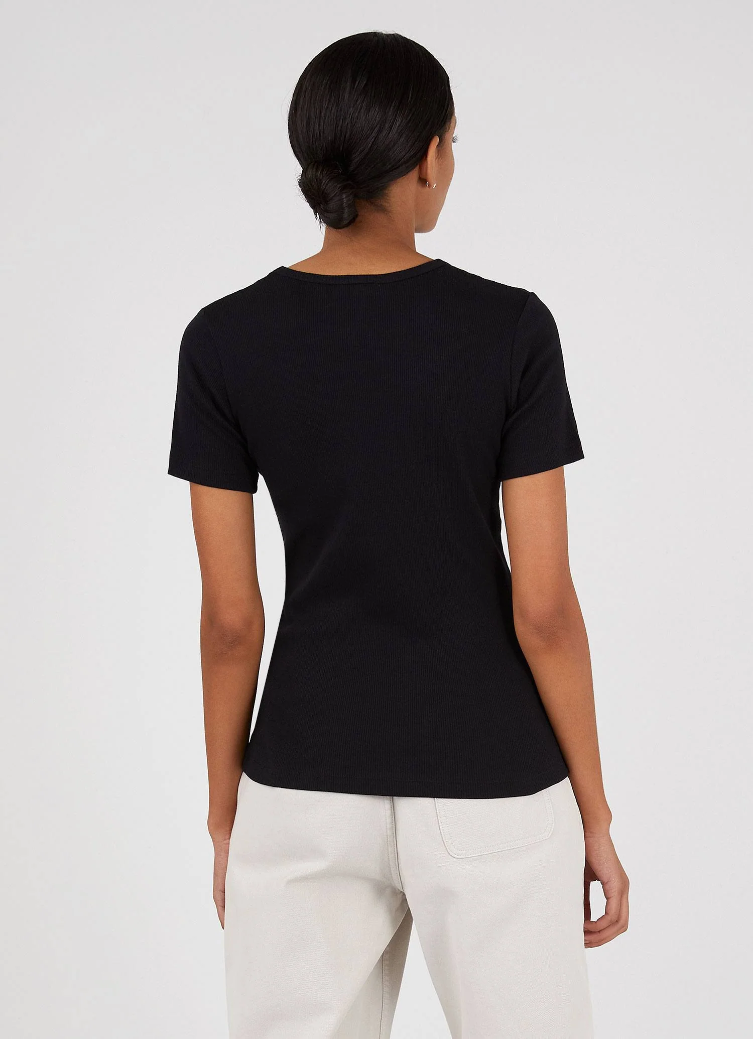 Women's Rib T-shirt in Black - Image 3