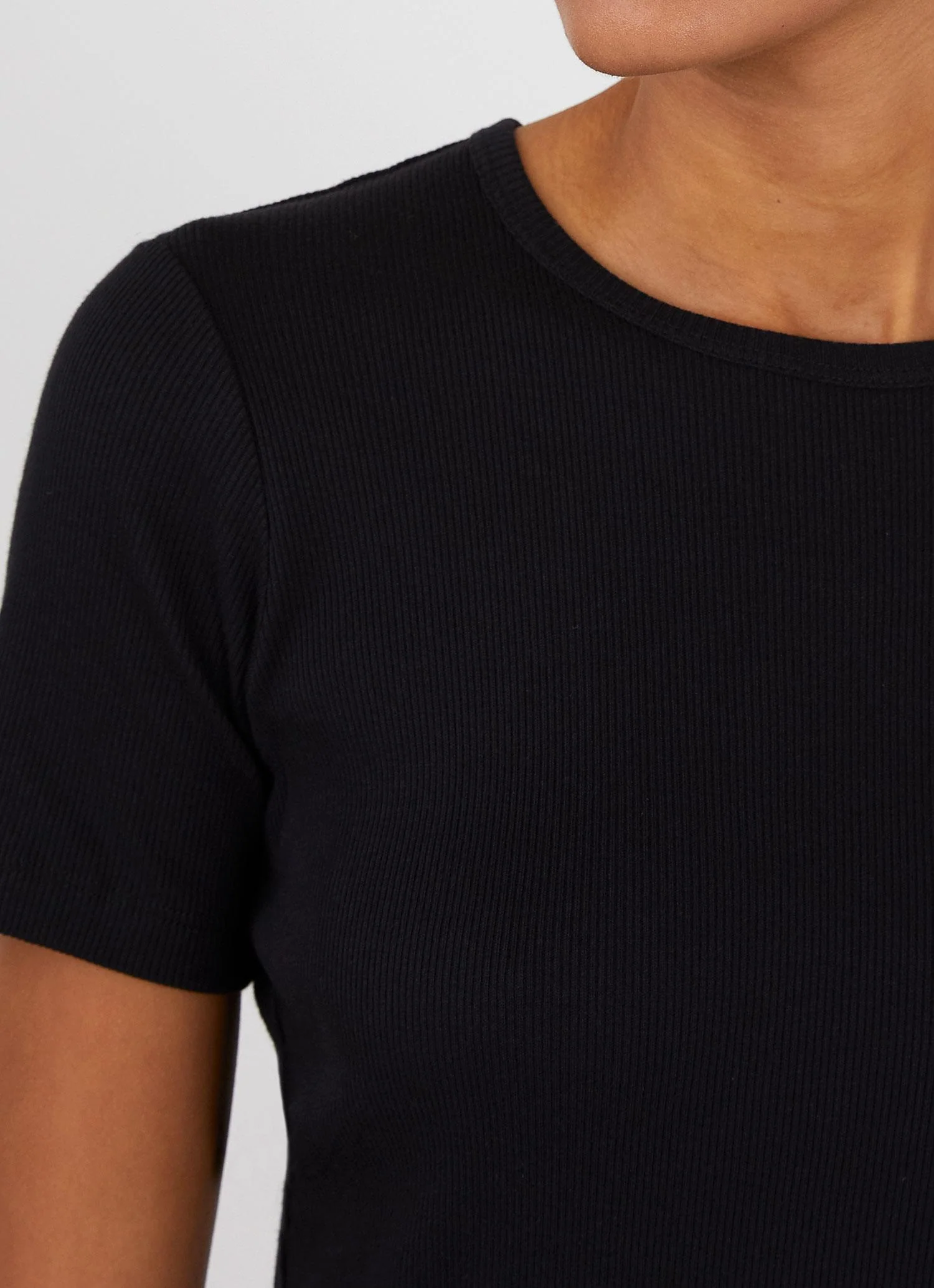 Women's Rib T-shirt in Black - Image 4