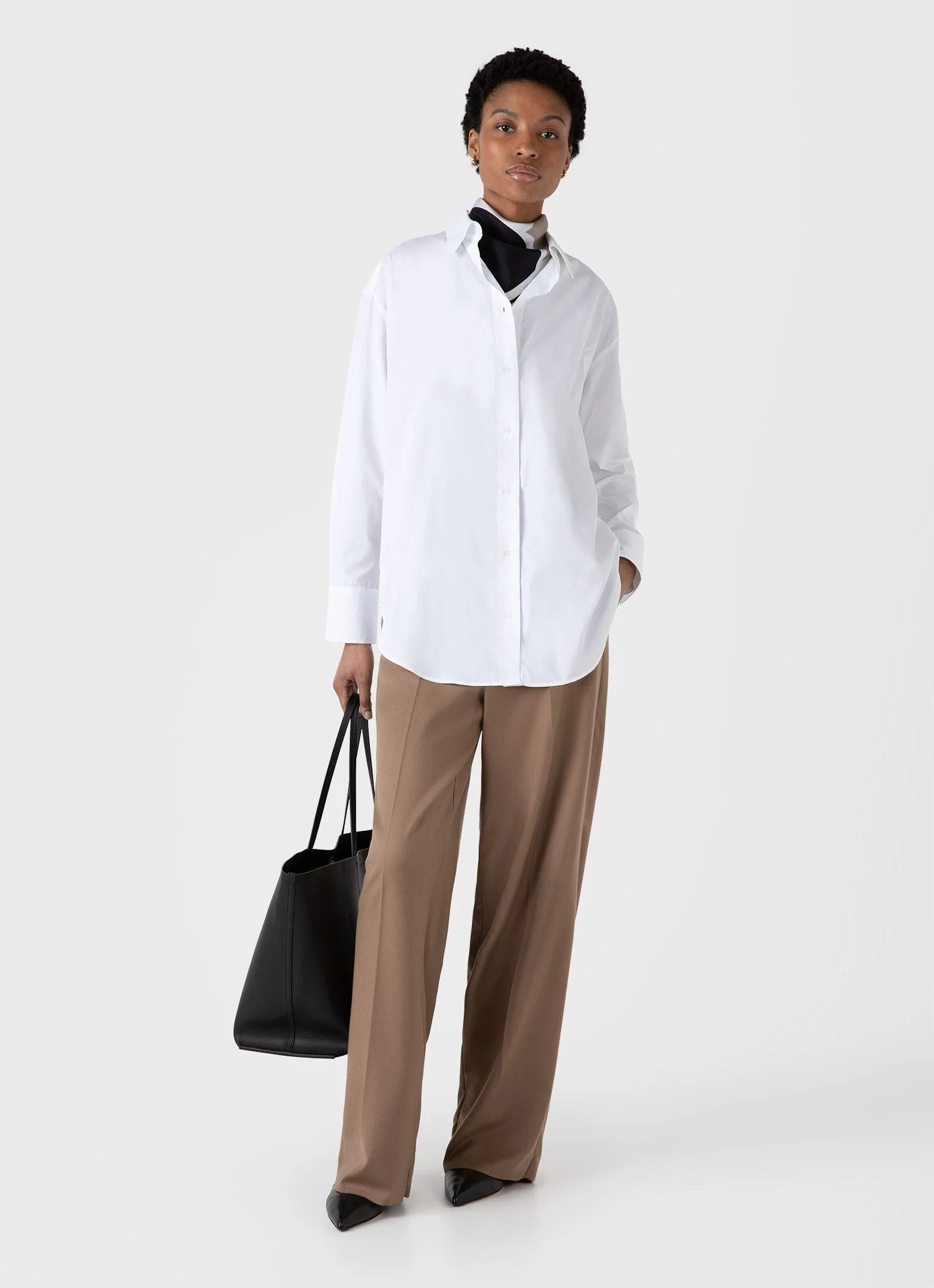 Women's Oversized Poplin Shirt in White - Image 2