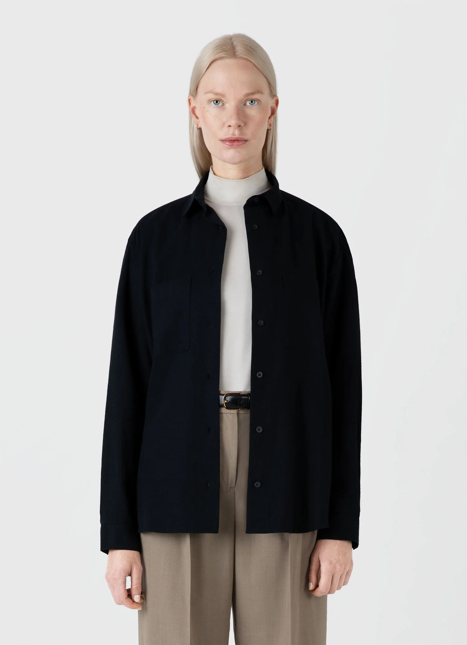 Women's Oversized Flannel Shirt in Black