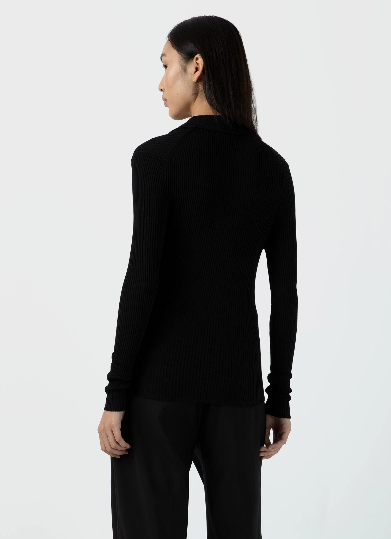 Women's Mulberry Silk Rib Cardigan in Black - Image 4