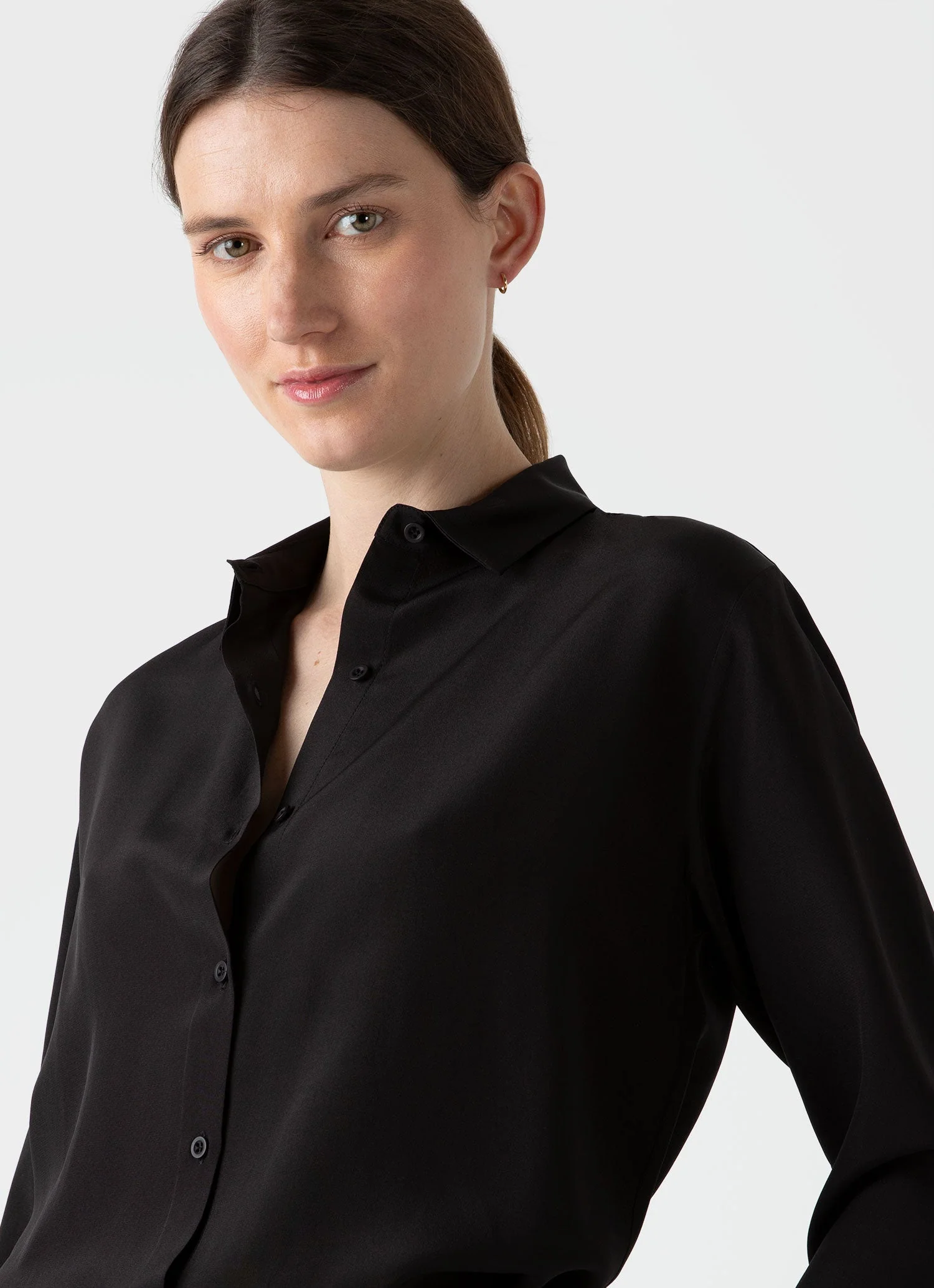 Women's Silk Shirt in Black - Image 3