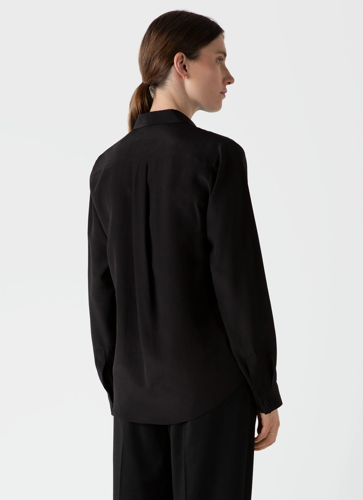 Women's Silk Shirt in Black - Image 4