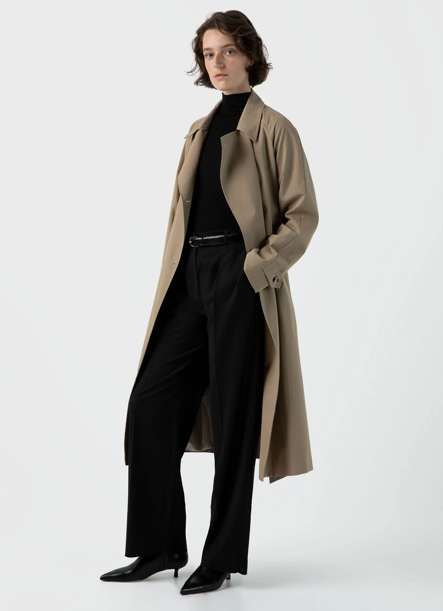 Women's Trench Coat in Dark Stone - Image 3