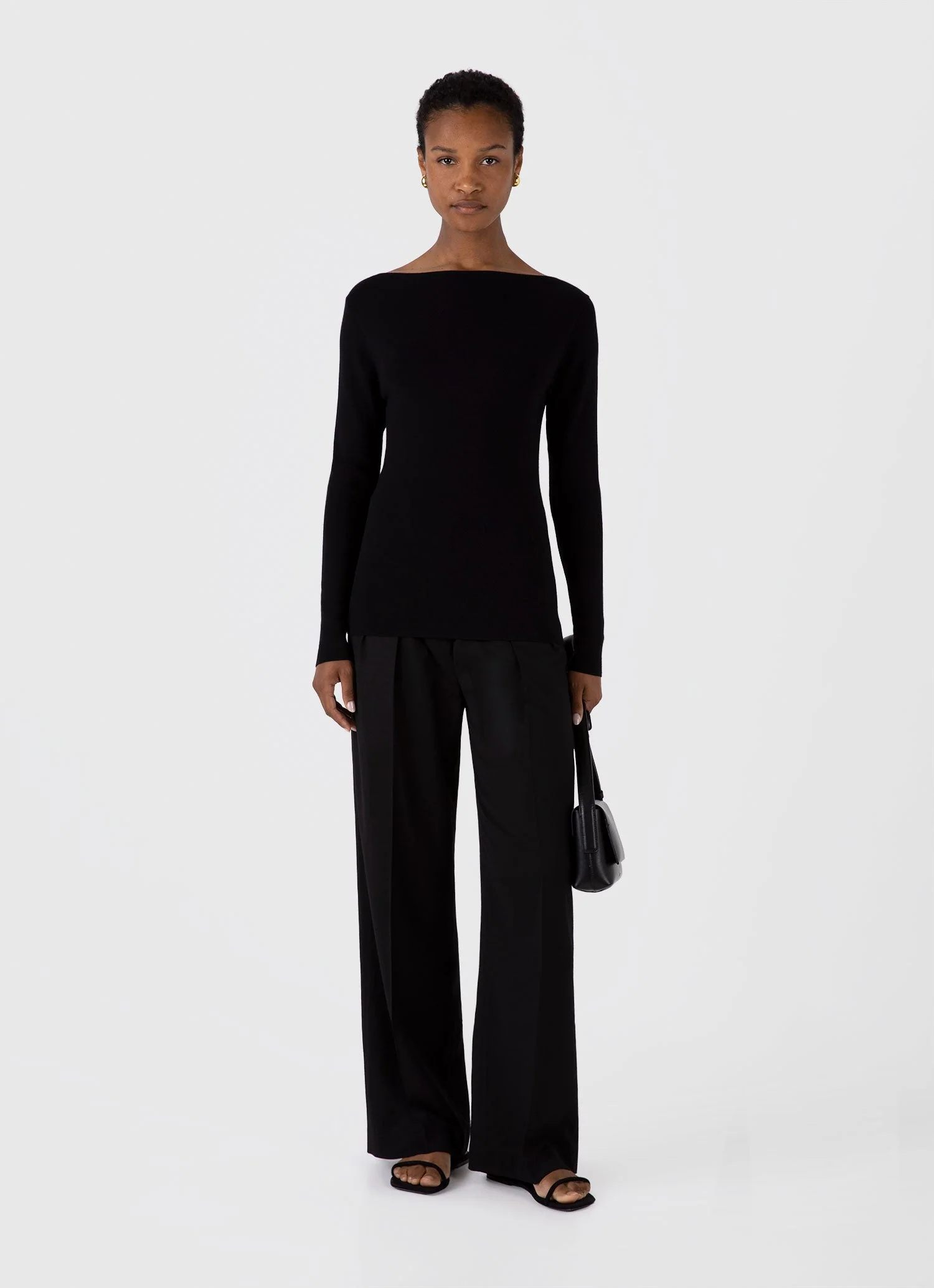 Women's Viscose Slash Neck Top in Black - Image 2