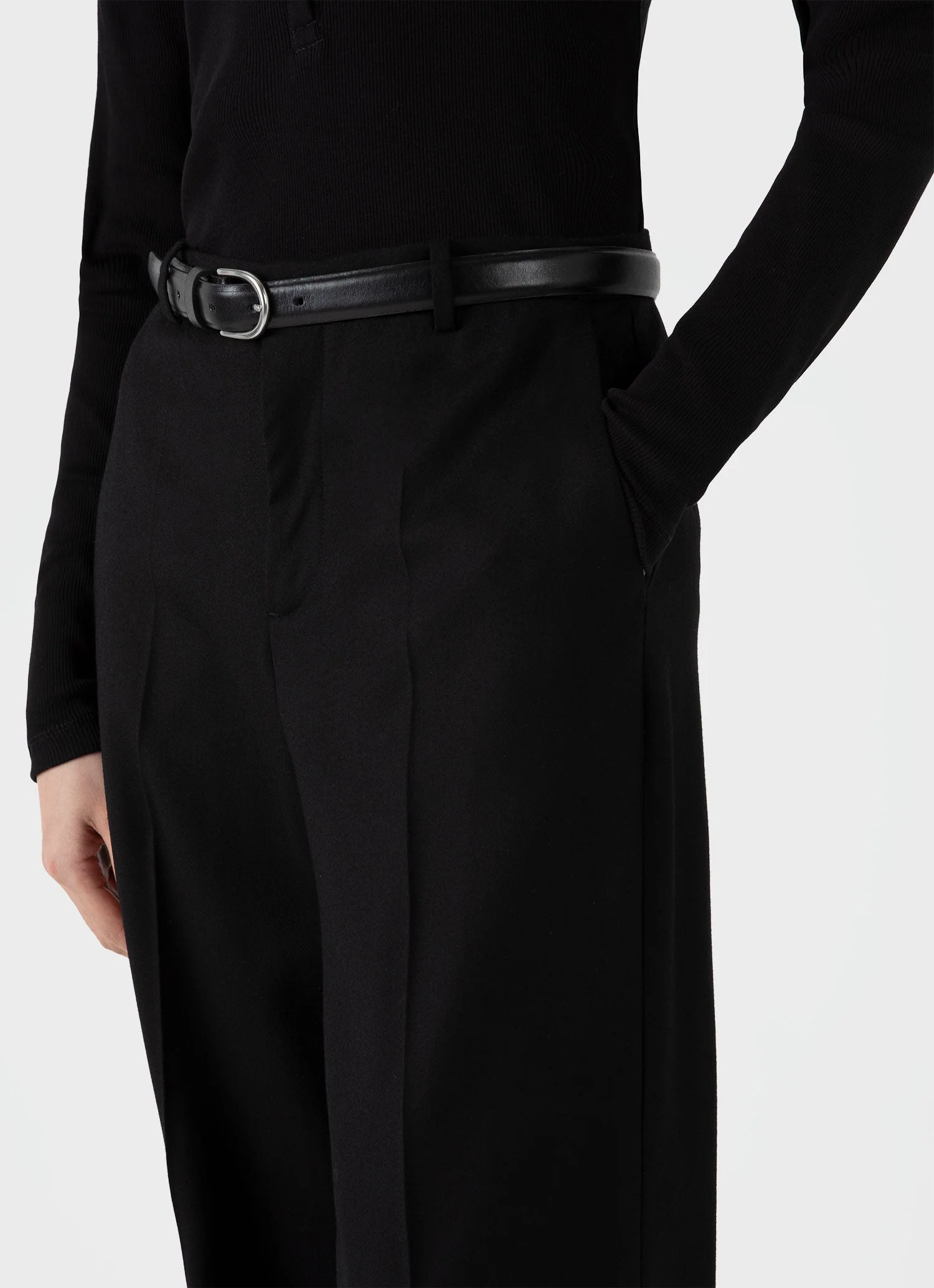 Women's Wool Flannel Trouser in Black - Image 4