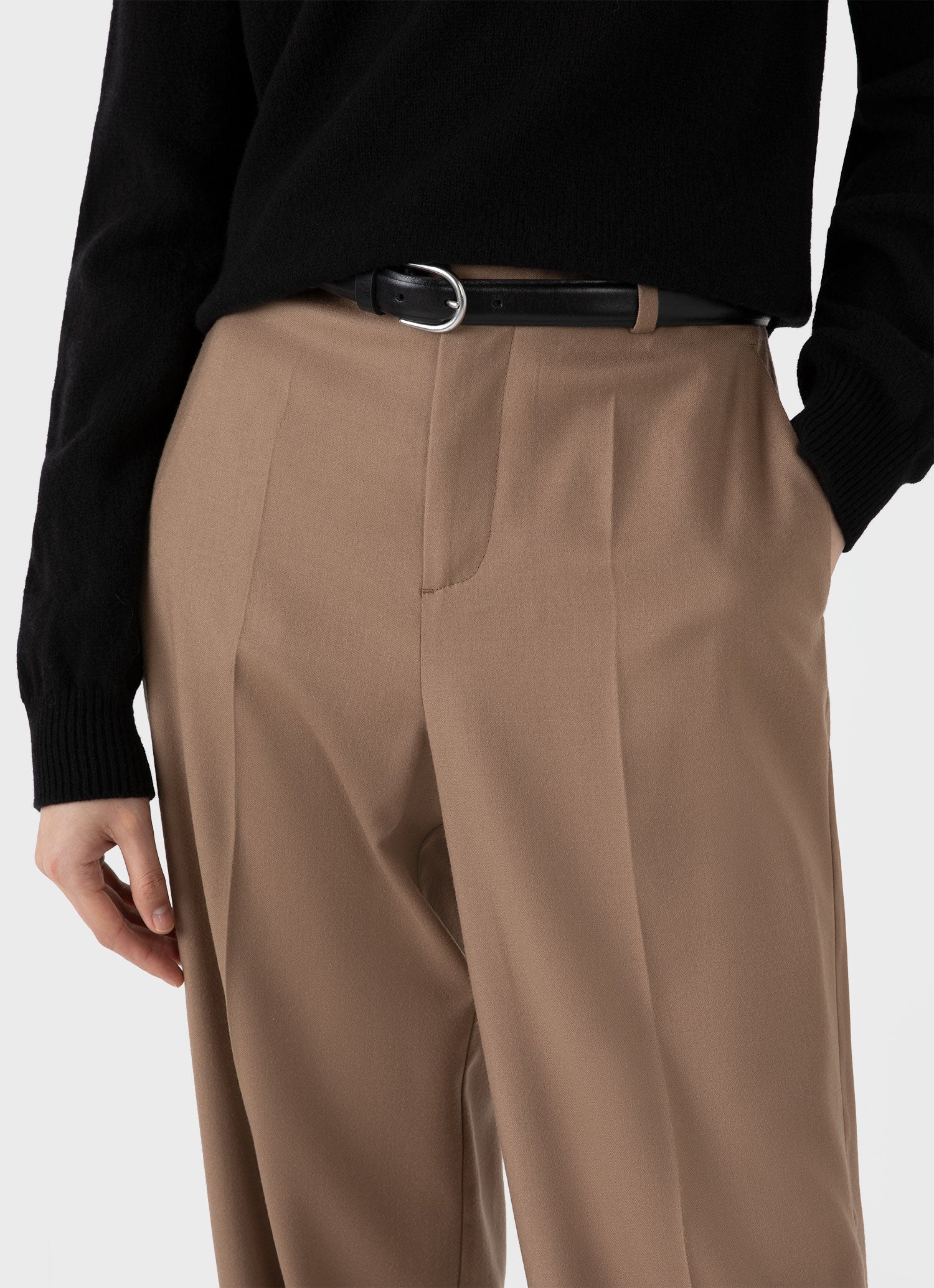 Women's Wool Flannel Trouser in Light Camel - Image 4